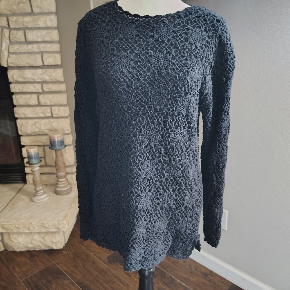Savannah Black Knit Sweater Large